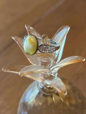 Sterling Silver & Honey Opal Oval Ring
